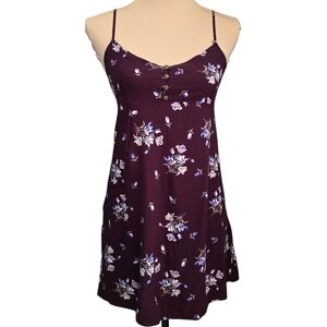Women's Urban Outfitters Purple Floral Print Mini Dress - Small